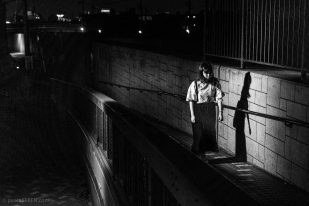 Young Japanese Woman Alone at Night - Daitō, Japan